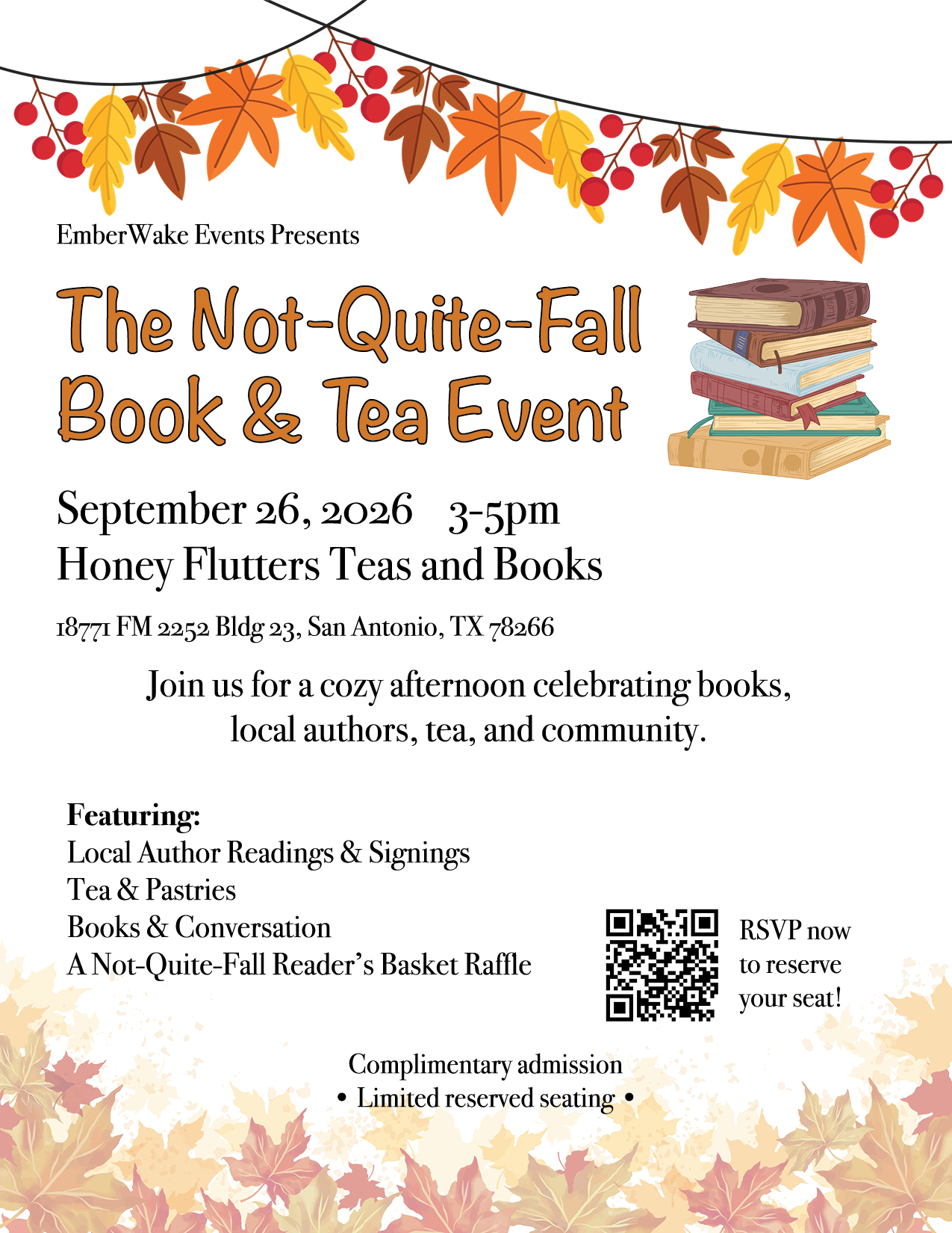 The Not-Quite-Fall Book and Tea Event flyer